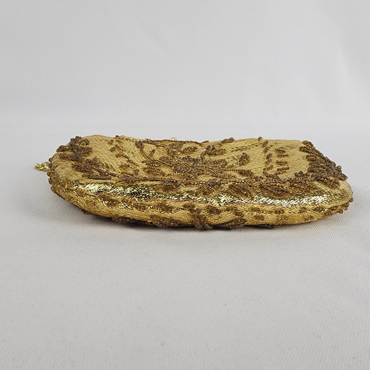 Vintage La Regale Gold Floral Beaded Clutch Purse