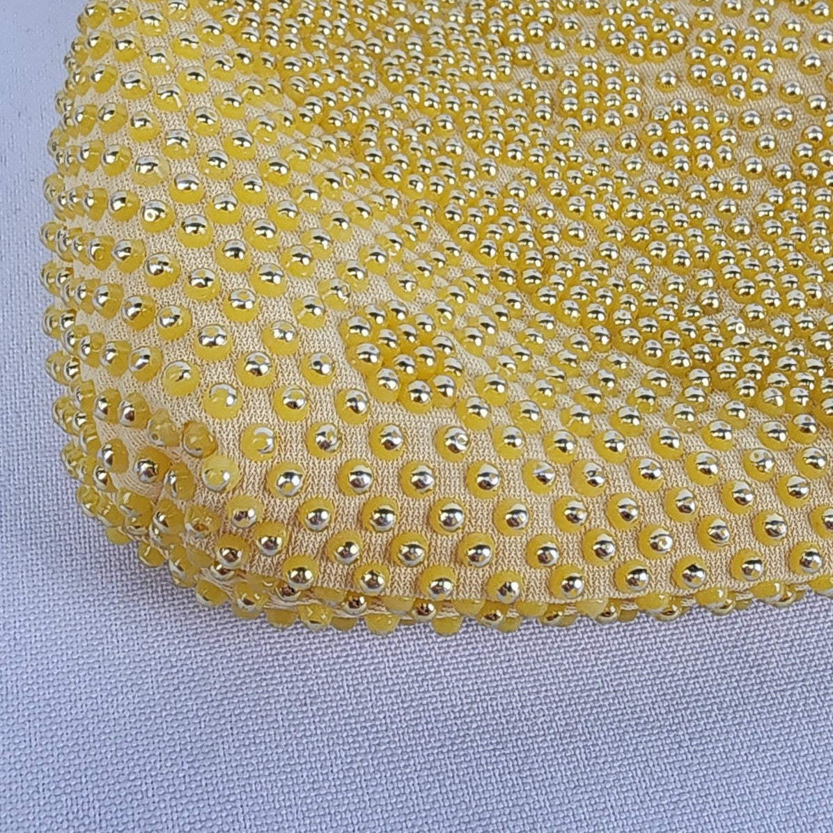 Vintage Gold Tone Yellow Beaded Clutch Purse