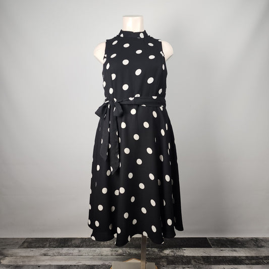 Laura Plus Black Polka Dot Sleeveless Midi Dress Size 16