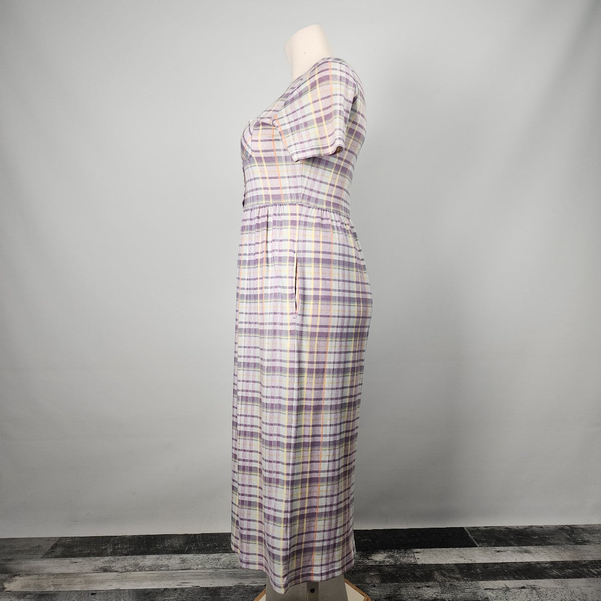 Northern Spirit Purple Plaid Cotton Maxi Dress Size L