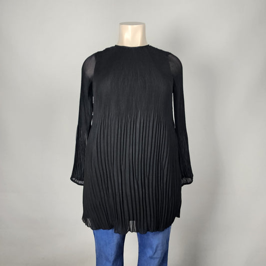 RD Style Black Pleated Tunic Top Size L