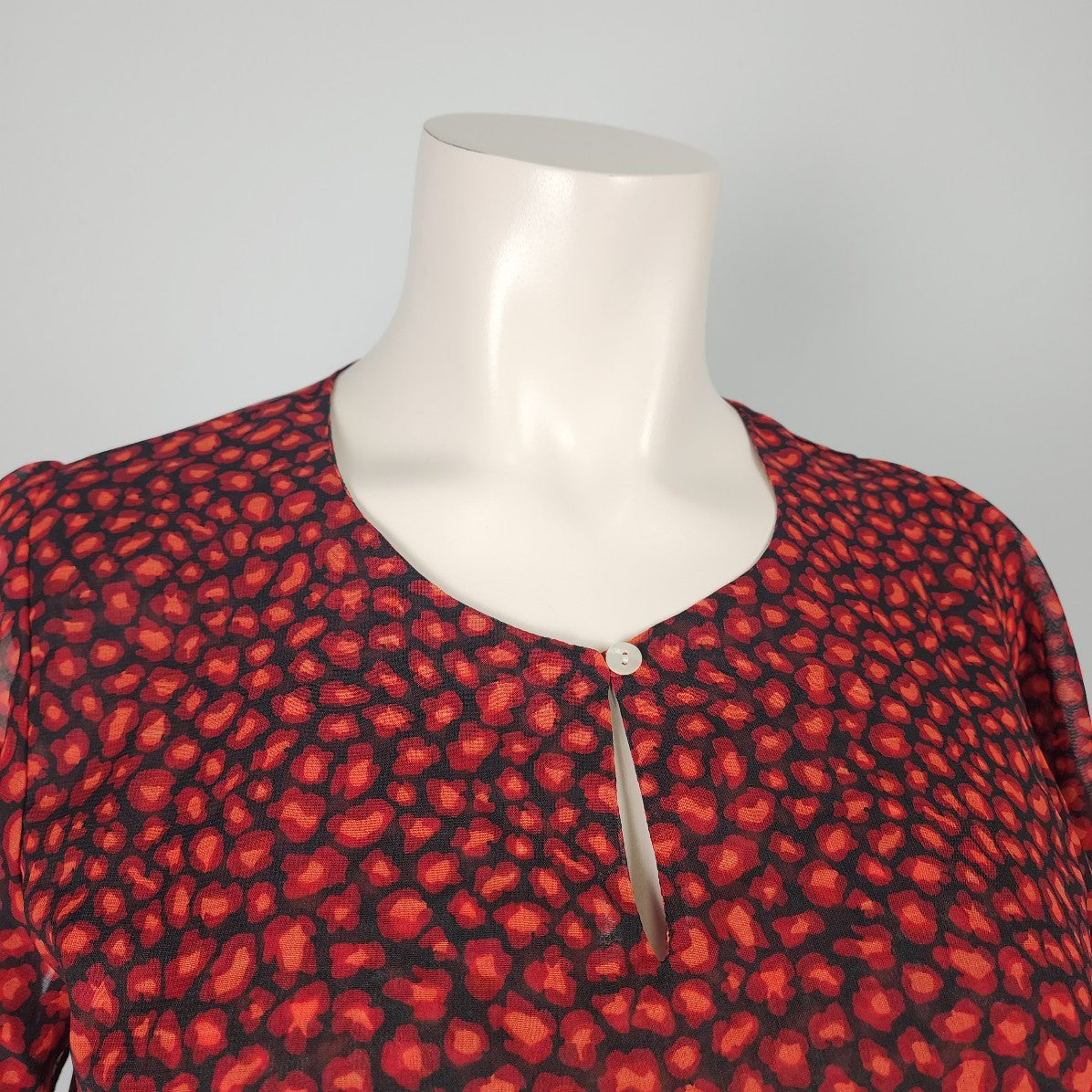 Classic Editions Red Floral Blouse Top Size XXL