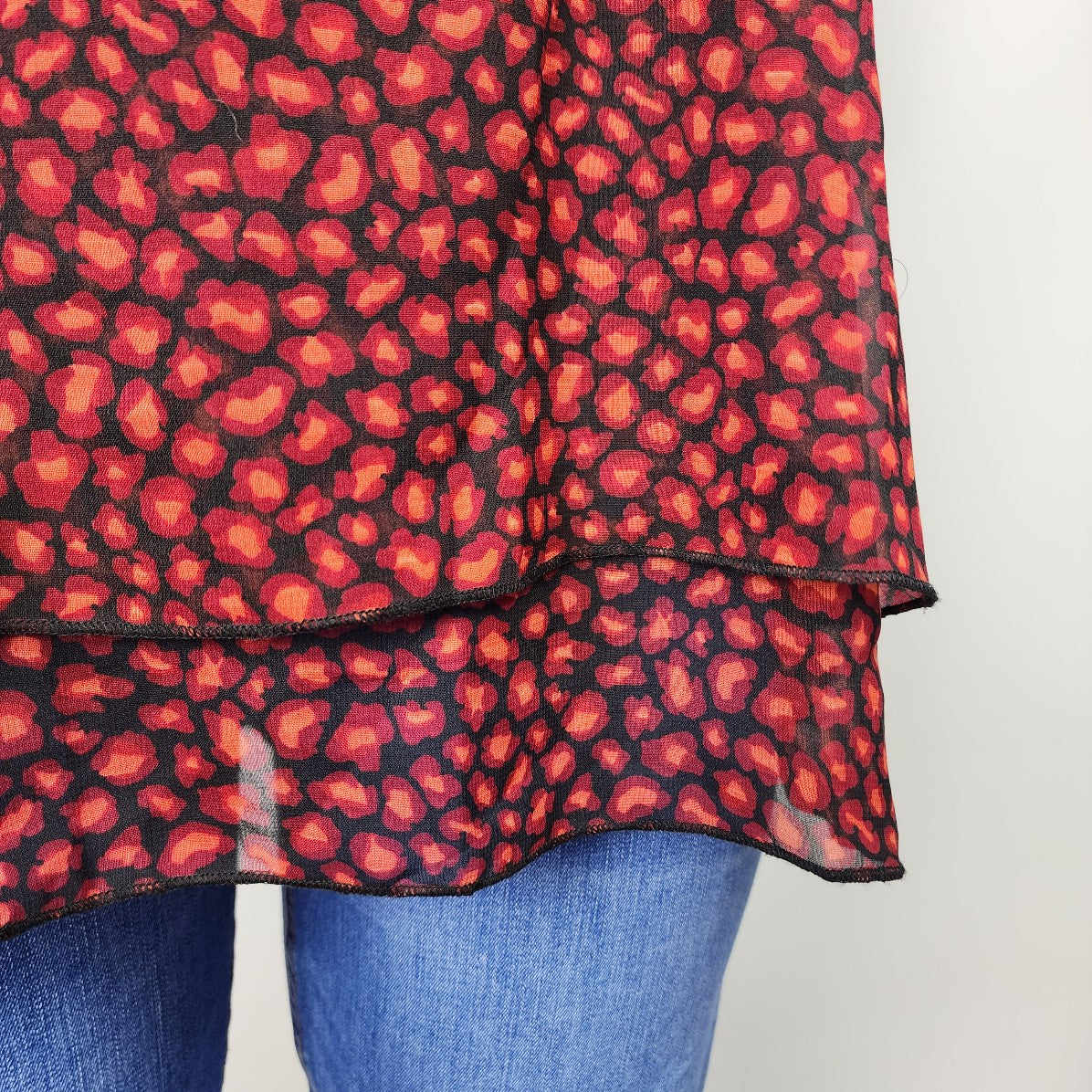 Classic Editions Red Floral Blouse Top Size XXL