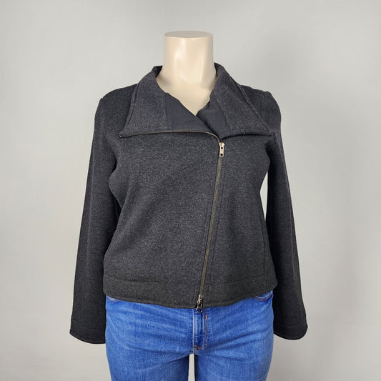 Eileen Fisher Grey Wool Zip Up Jacket Size XL
