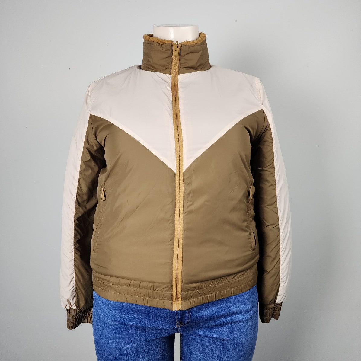 Zyia Active Brown Color Block Reversible Fleece Winter Jacket Size XL/XXL