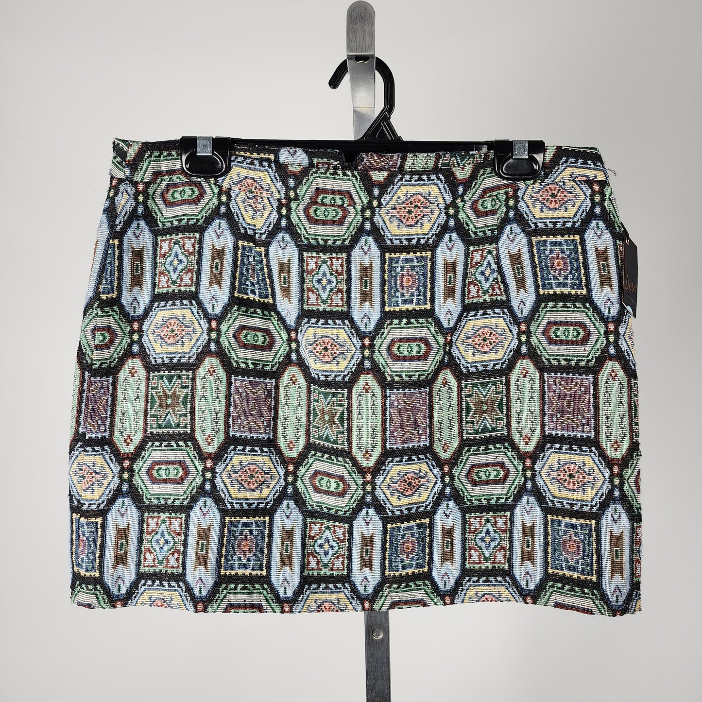 Dex Green & Red Tapestry Mini Skirt Size L
