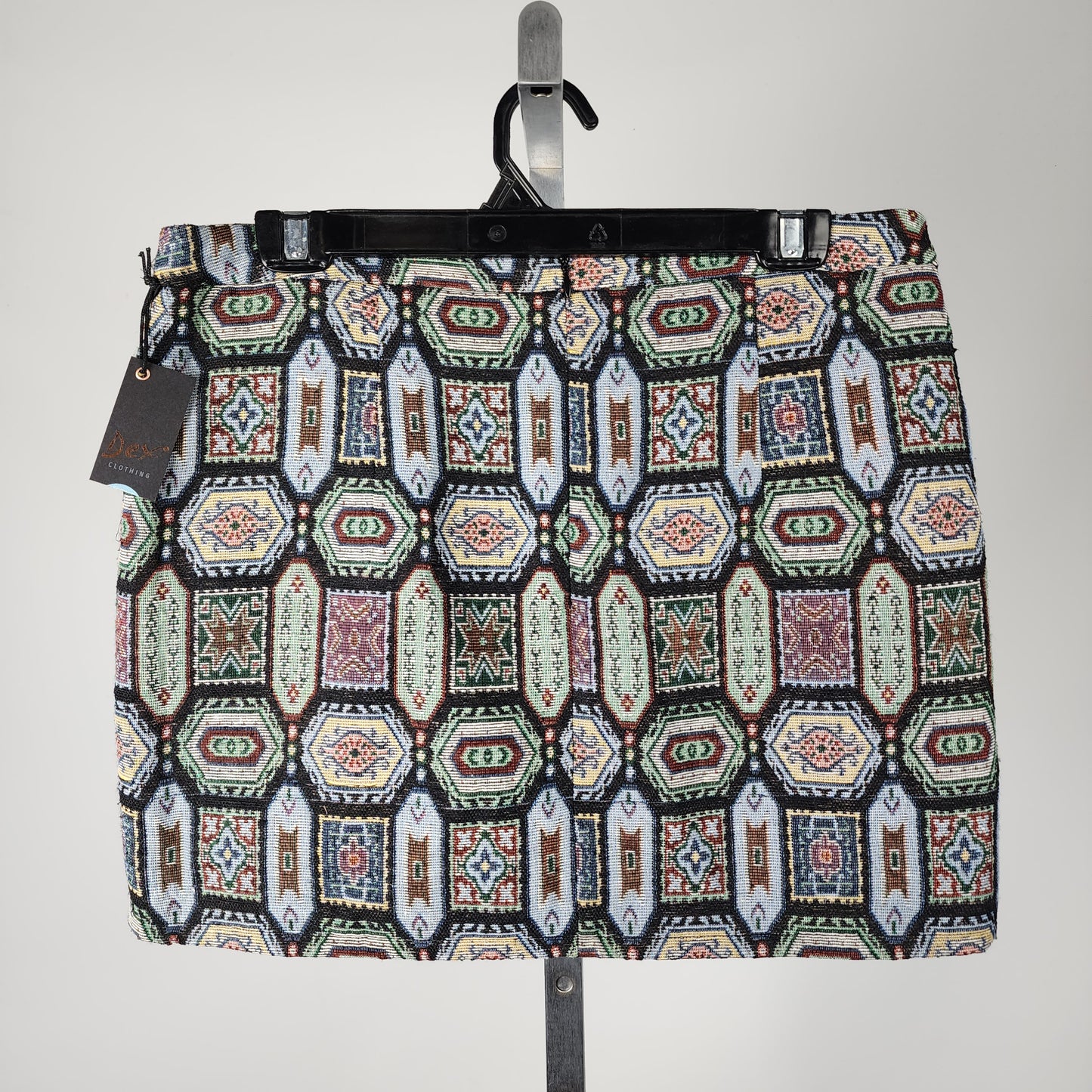 Dex Green & Red Tapestry Mini Skirt Size L