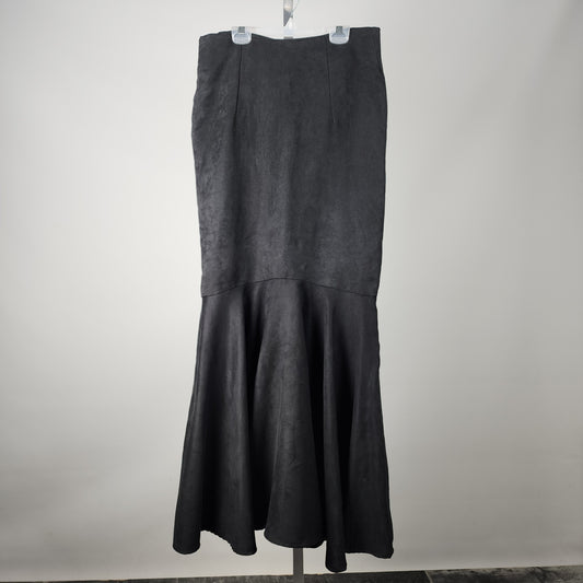 Black Faux Suede Long Mermaid Skirt Size S/M