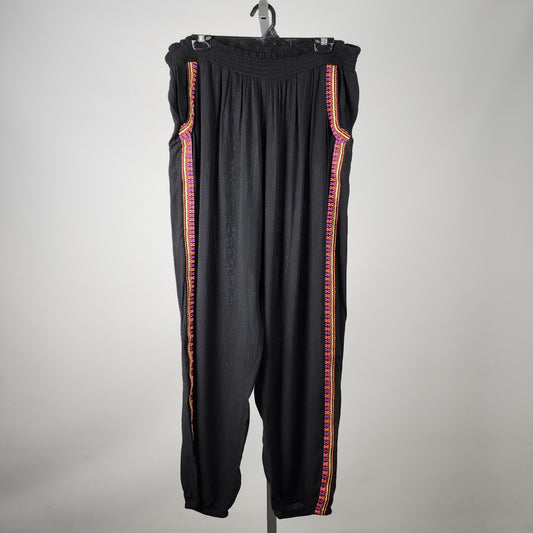 Blue Island Black & Pink Embroidered Jogger Pants Size XL