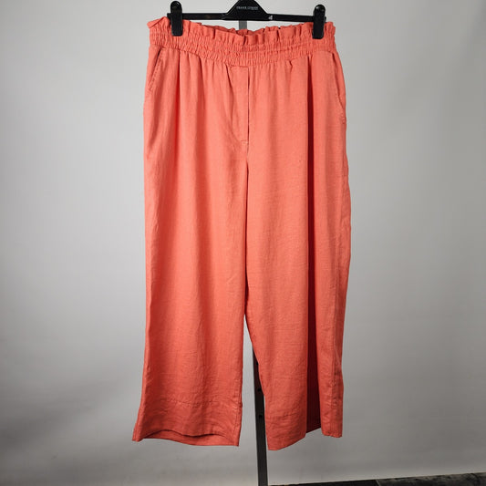 Penningtons Orange Linen Cropped Wide Leg Pants Size XL