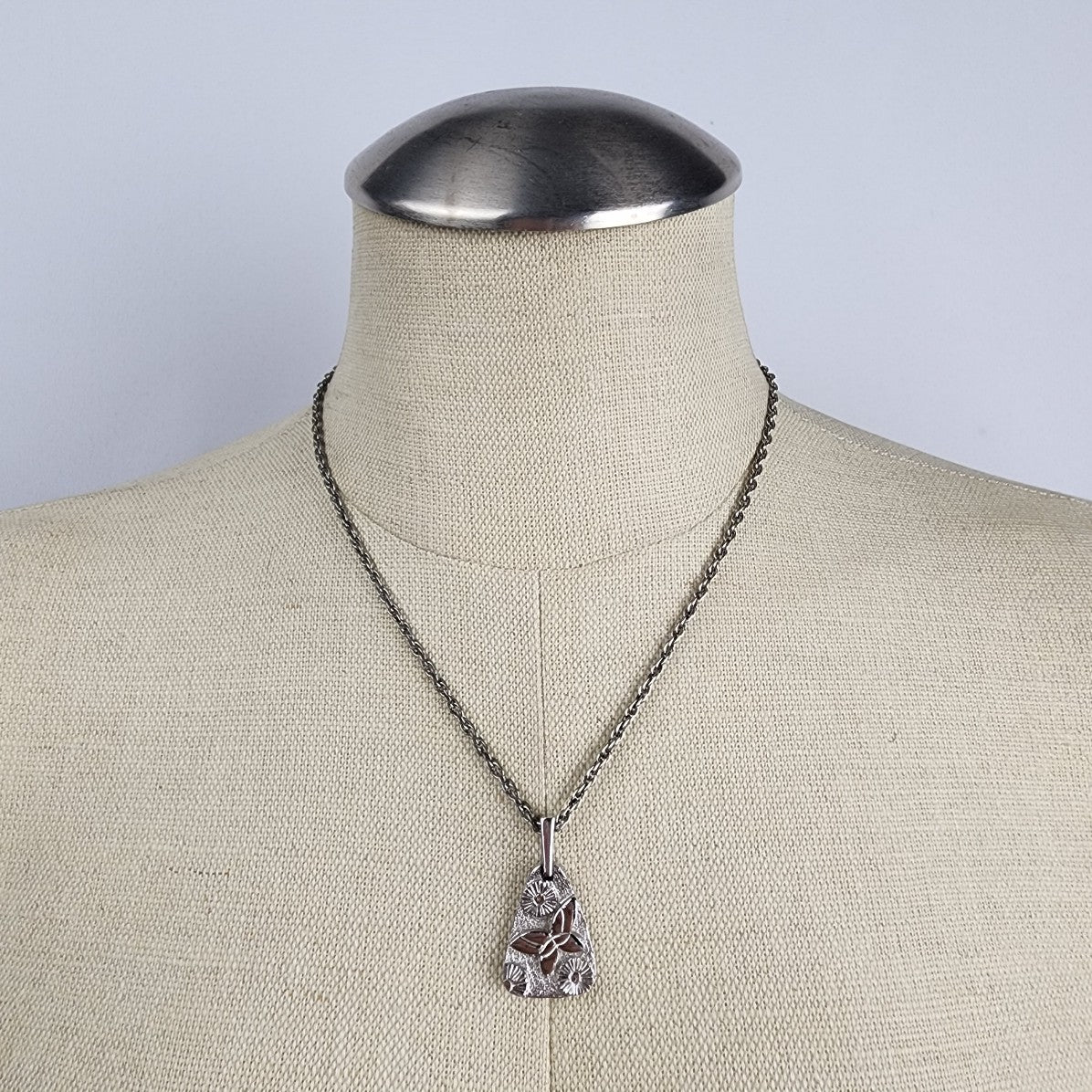 Vintage Silver Butterfly Pendant Chain Necklace