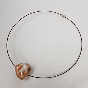 Orange Polished Natural Stone Cord Necklace
