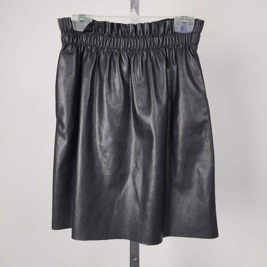 Dex Vegan Leather Paper Bag Waist Mini Skirt Size S
