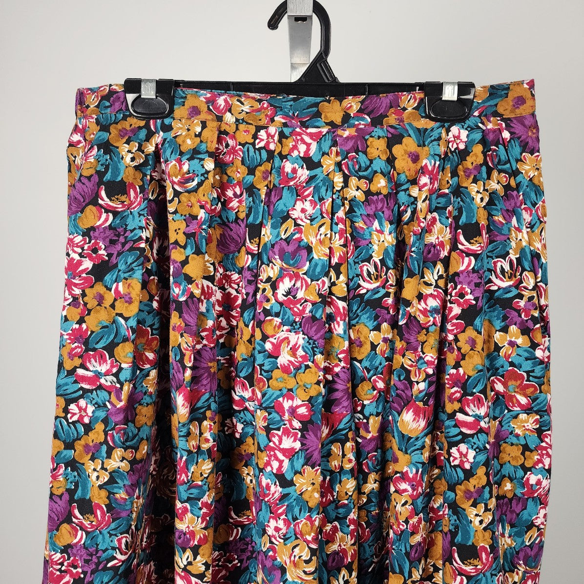 Vintage Liz Moody Purple Floral Midi Skirt Size M/L