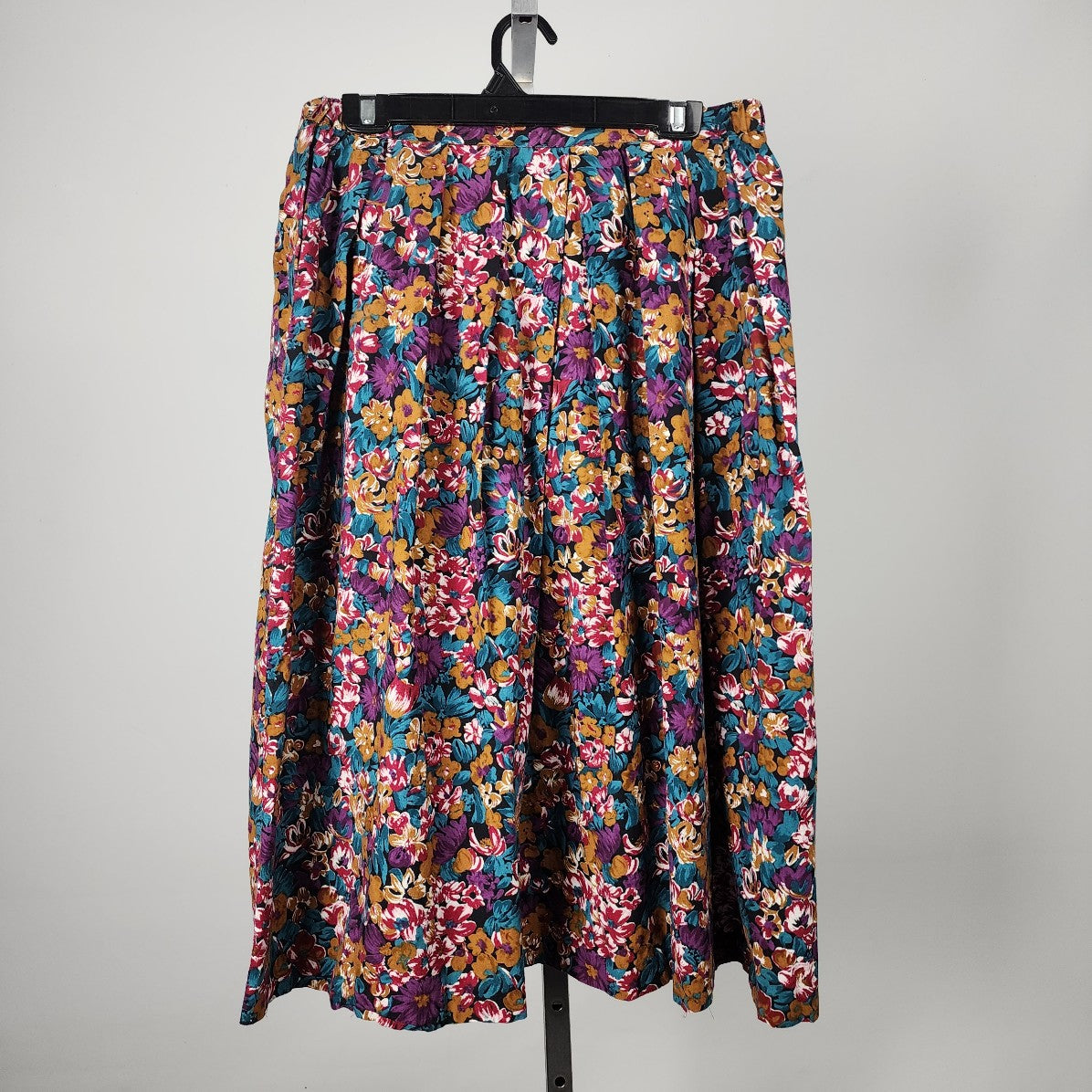 Vintage Liz Moody Purple Floral Midi Skirt Size M/L