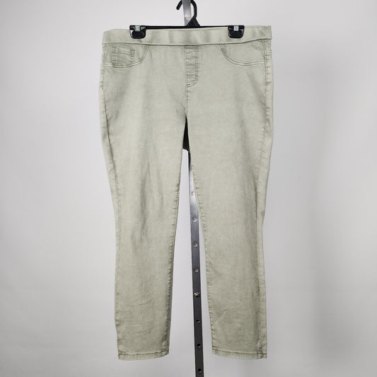 Charlie B Green Slim Leg Cropped Bow Detail Cotton Pants Size 12