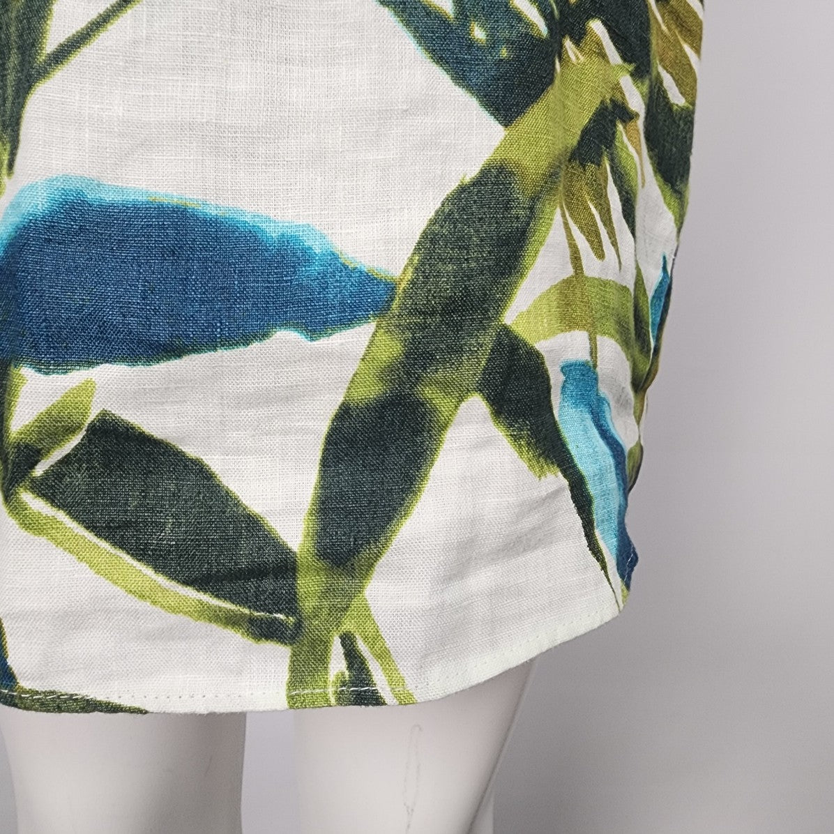 Chico's Blue Tropical Print Linen Dress Size S/M