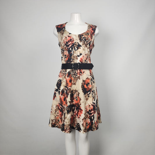 Le Chateau Fall Floral Fit & Flare Dress Size M/L