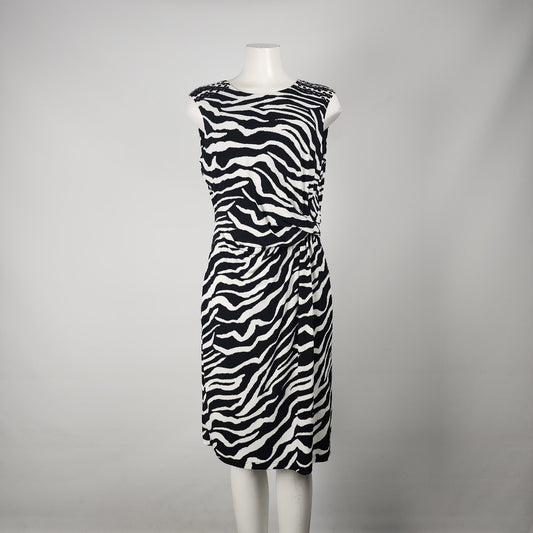 Karl Lagerfeld Black Zebra Print Sheath Dress Size L