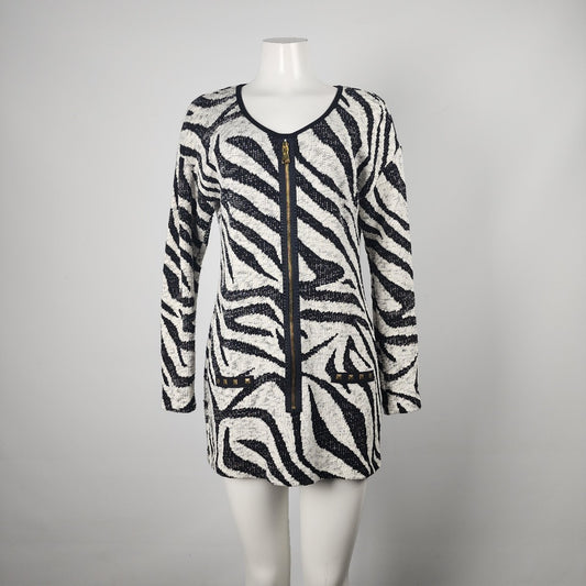 Joseph Ribkoff Knit Zebra Print Long Sleeve Mini Dress Tunic Top Size 10