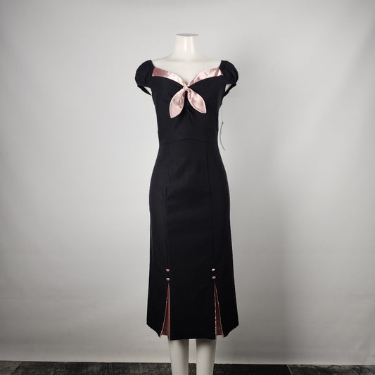 Stop Staring Black & Pink Midi Wiggle Dress Size S/M