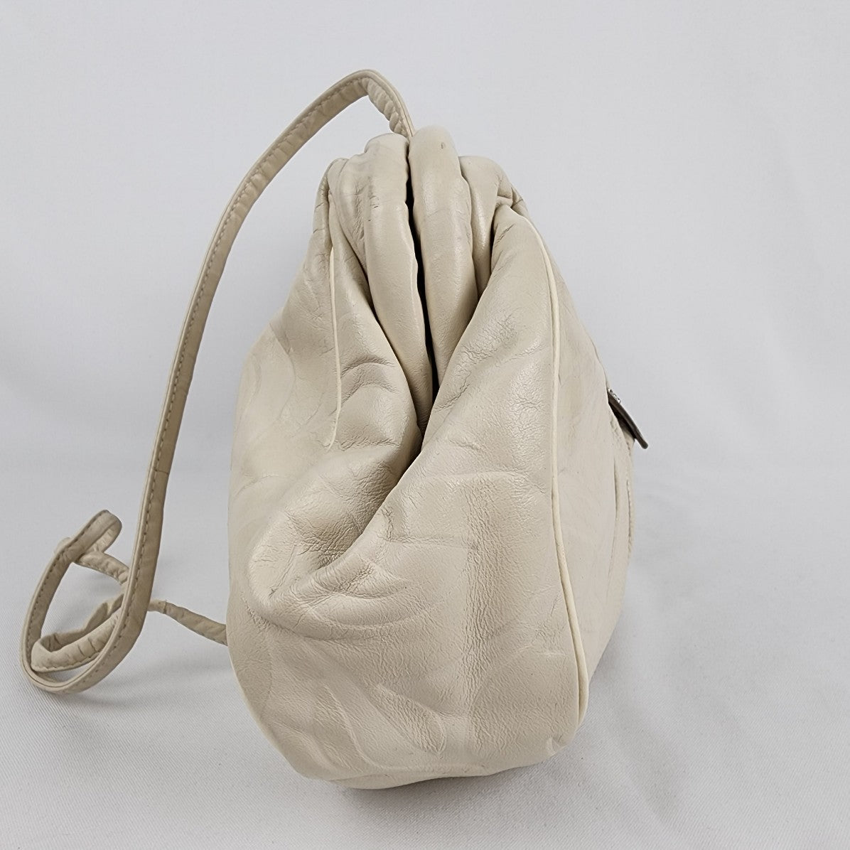 Vintage Mimo Sacs White Leather Shoulder Purse