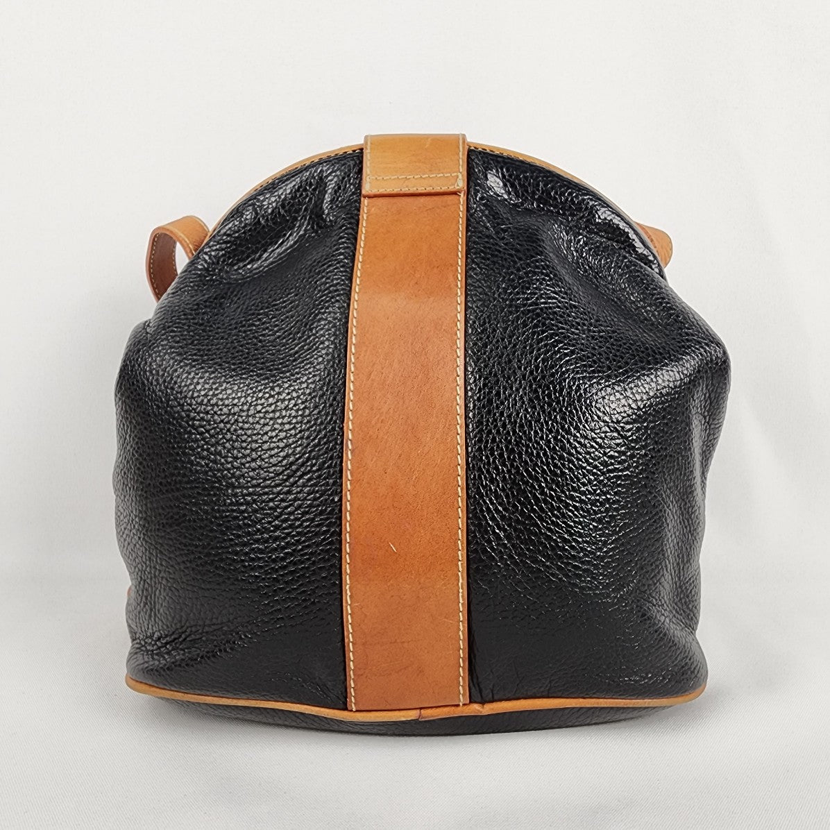 Vintage Brown & Black Leather Shoulder Purse