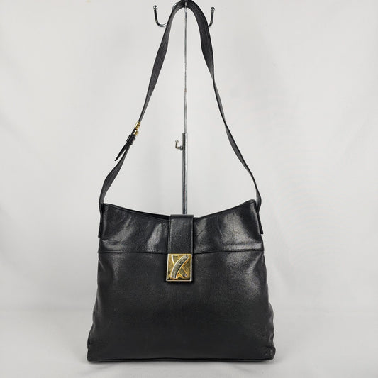 Vintage By Paloma Picasso Black Leather Shoulder Purse