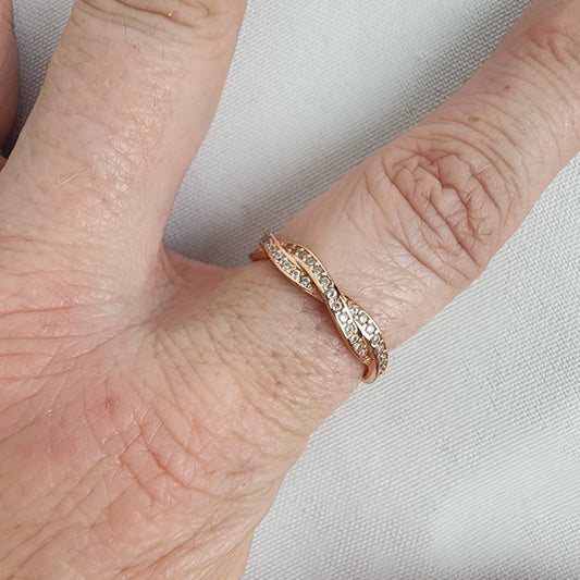 Rose Gold Tone Crystal Ring Size 8