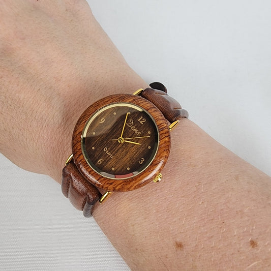 Dene Brown Leather Wood Face Watch