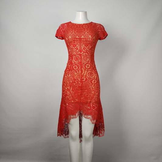 Wildfire Red Lace Hi Low Dress Size XS