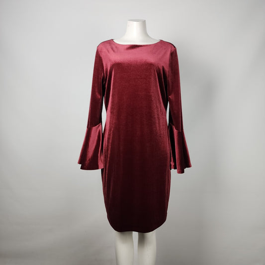 IMNYC Burgundy Velvet Belle Sleeve Dress Size L