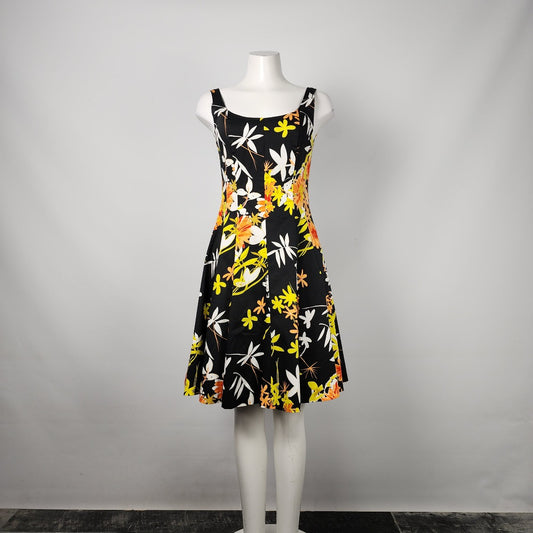 Joseph Ribkoff Black Floral Fit & Flare Dress Size 6