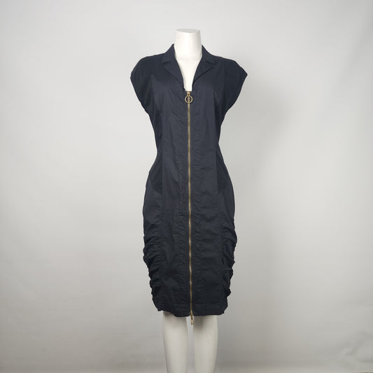 XCVI Black Cotton Zip Front Dress Size M