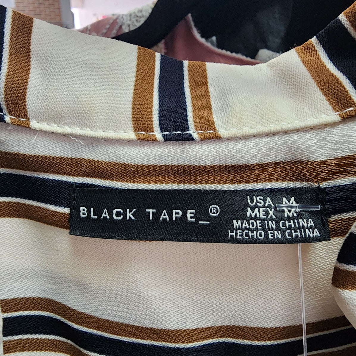Black Tape Brown Striped Shirt Belted Dress Size M