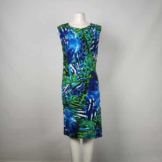 Joseph Ribkoff Blue & Green Sheath Dress Size 14