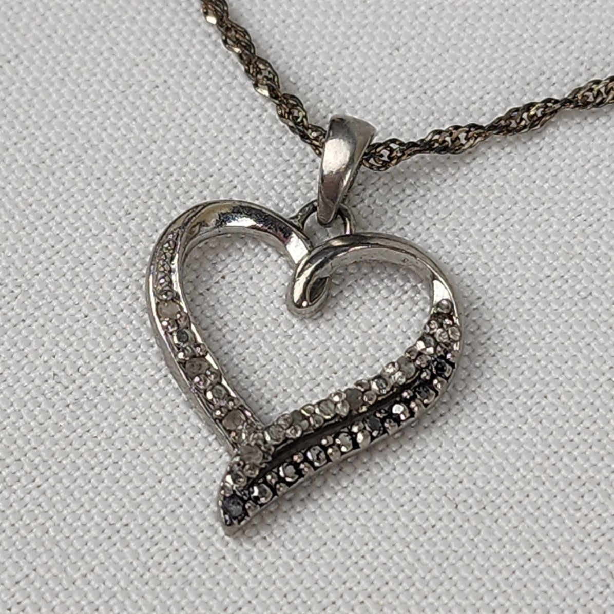 925 Sterling Crystal Stone Heart Pendant Chain Necklace