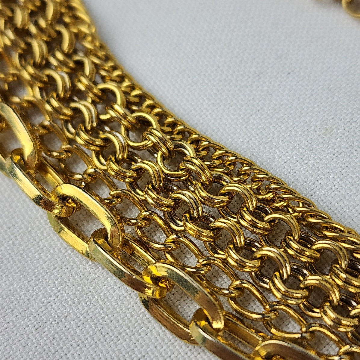 Vintage Gold Tone Layered Chain Necklace