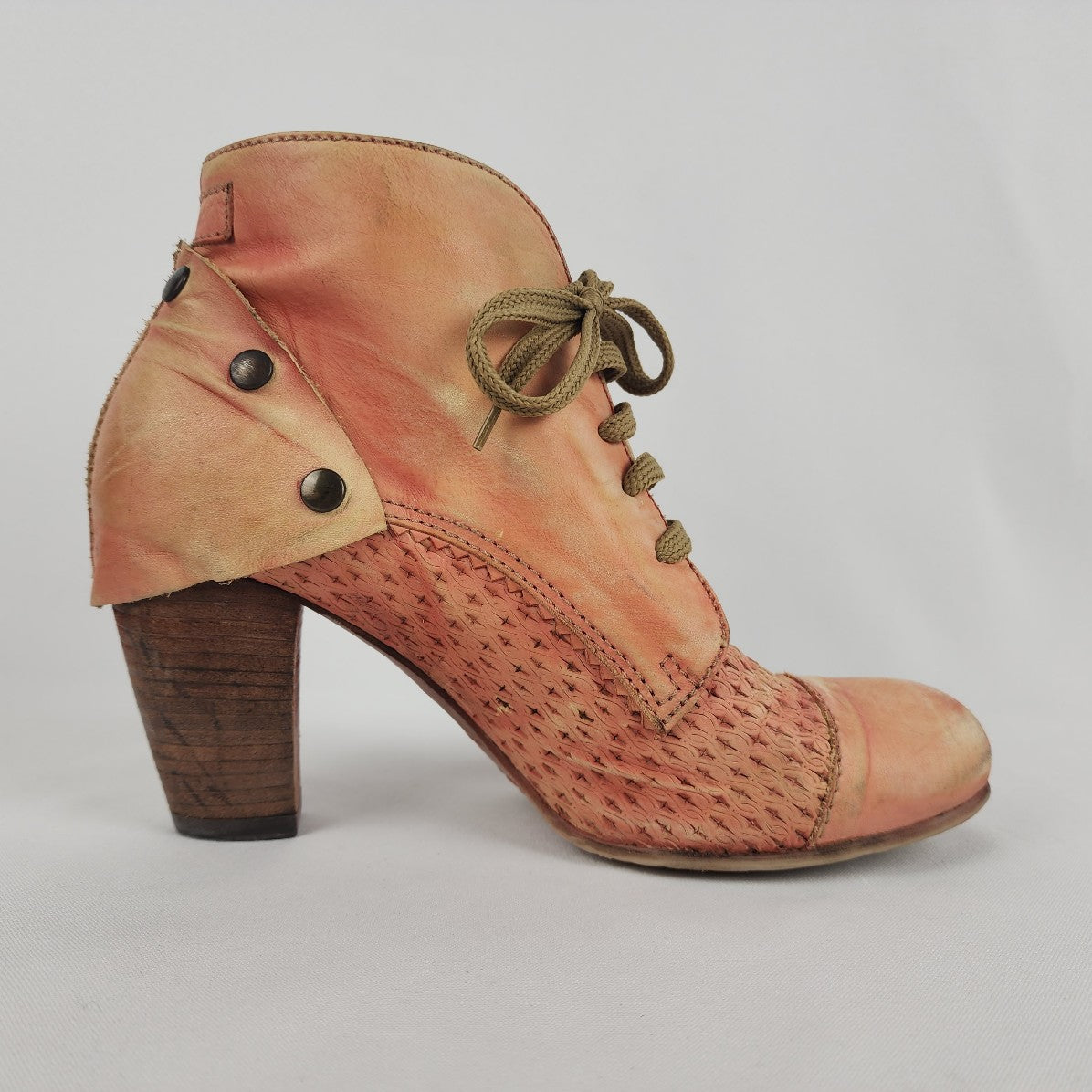 Chocolate Orange Leather Heeled Booties Size 8.5