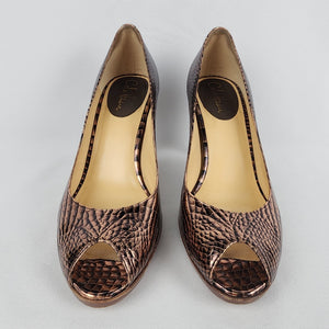 Cole Haan Nike Air Brown Leather Peep Toe Heels Size 9.5