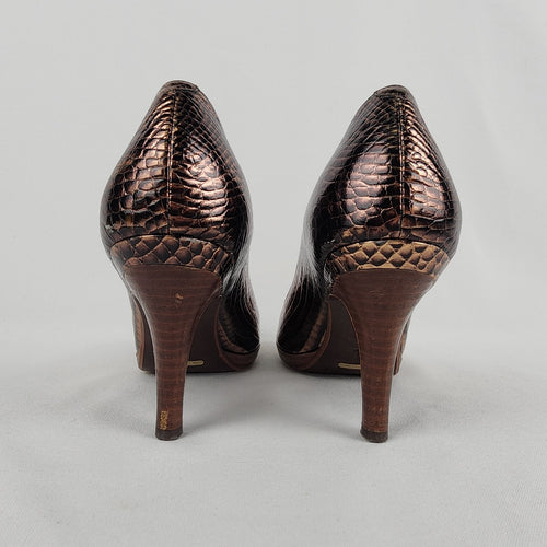 Cole Haan Nike Air Brown Leather Peep Toe Heels Size 9.5
