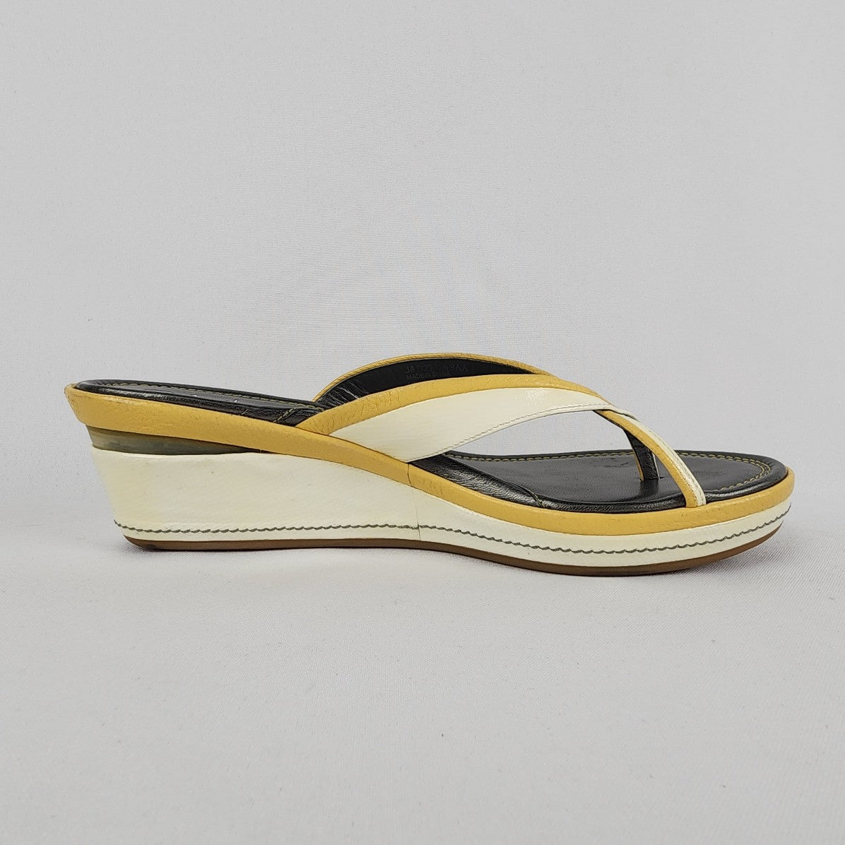 Cole Haan Nike Air Yellow & White Leather Wedge Sandals Size 9