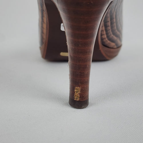 Cole Haan Nike Air Brown Leather Peep Toe Heels Size 9.5