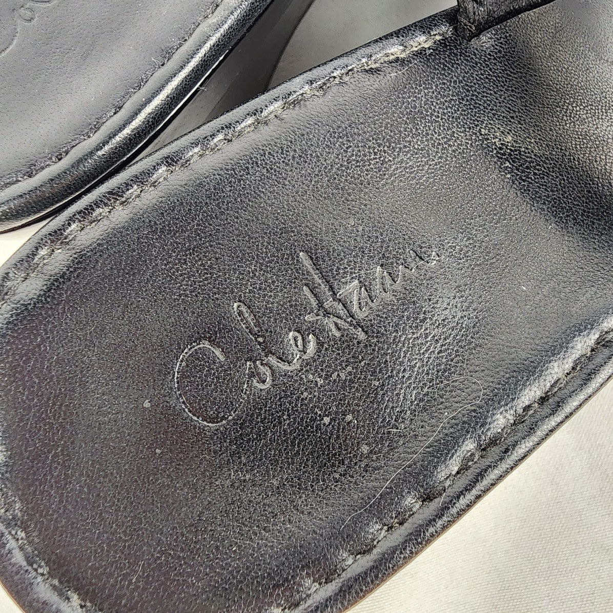 Cole Haan Nike Air Black Leather Wedge Sandals Size 9