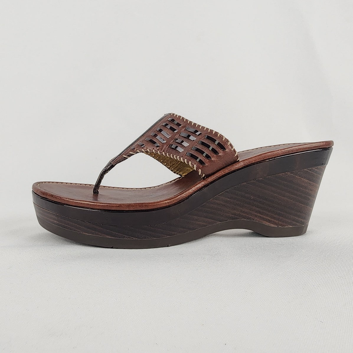 Cole Haan Nike Air Brown Leather Wedge Sandals Size 9