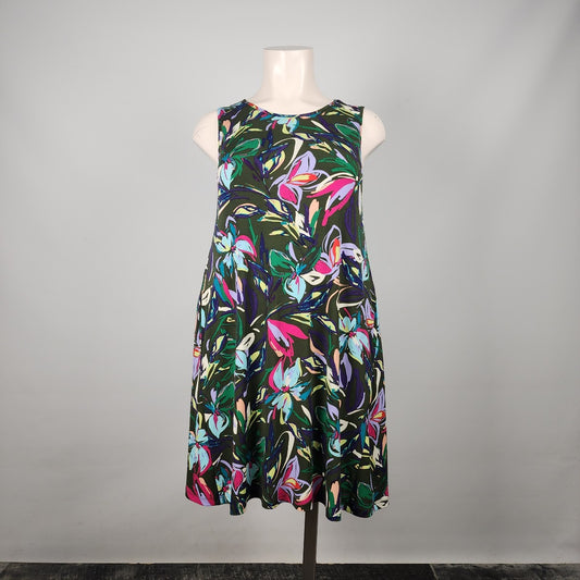 Kim & Co Sleeveless Floral A-Line Dress Size XL