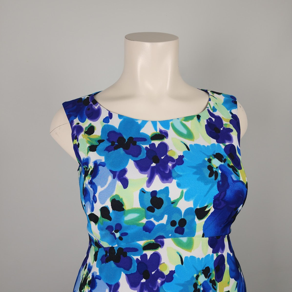 Connected Apparel Blue Floral Midi Dress Size 16