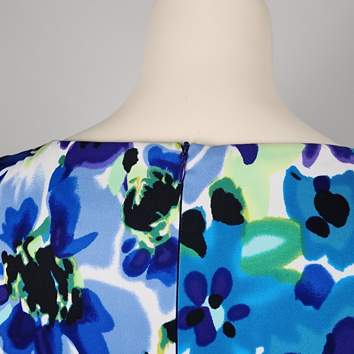 Connected Apparel Blue Floral Midi Dress Size 16