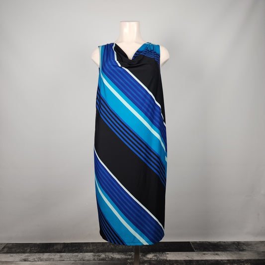 Penningtons Blue & Black Striped Midi Dress Size 3X