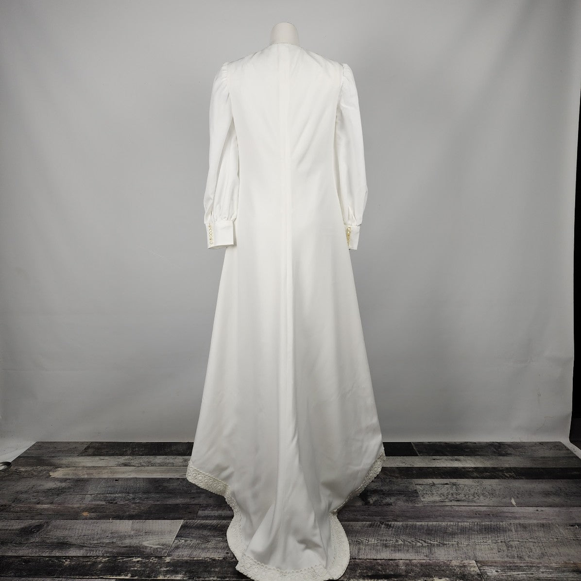 Vintage White Floral Two Piece Wedding Dress Size S